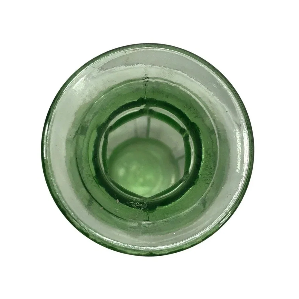 Vintage Green Ribbed Uranium Glass Vase Textured Stippled Art Deco Style Decor